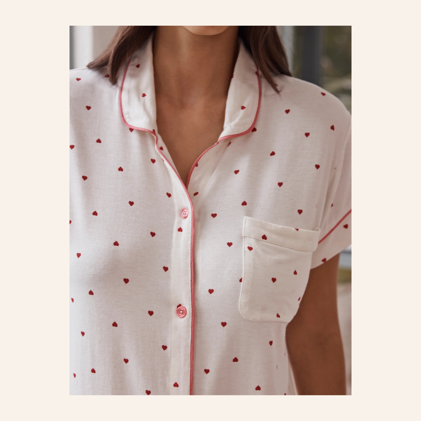 Papinelle Kate Modal Soft Boxer PJ Set - Desert Rose Hearts