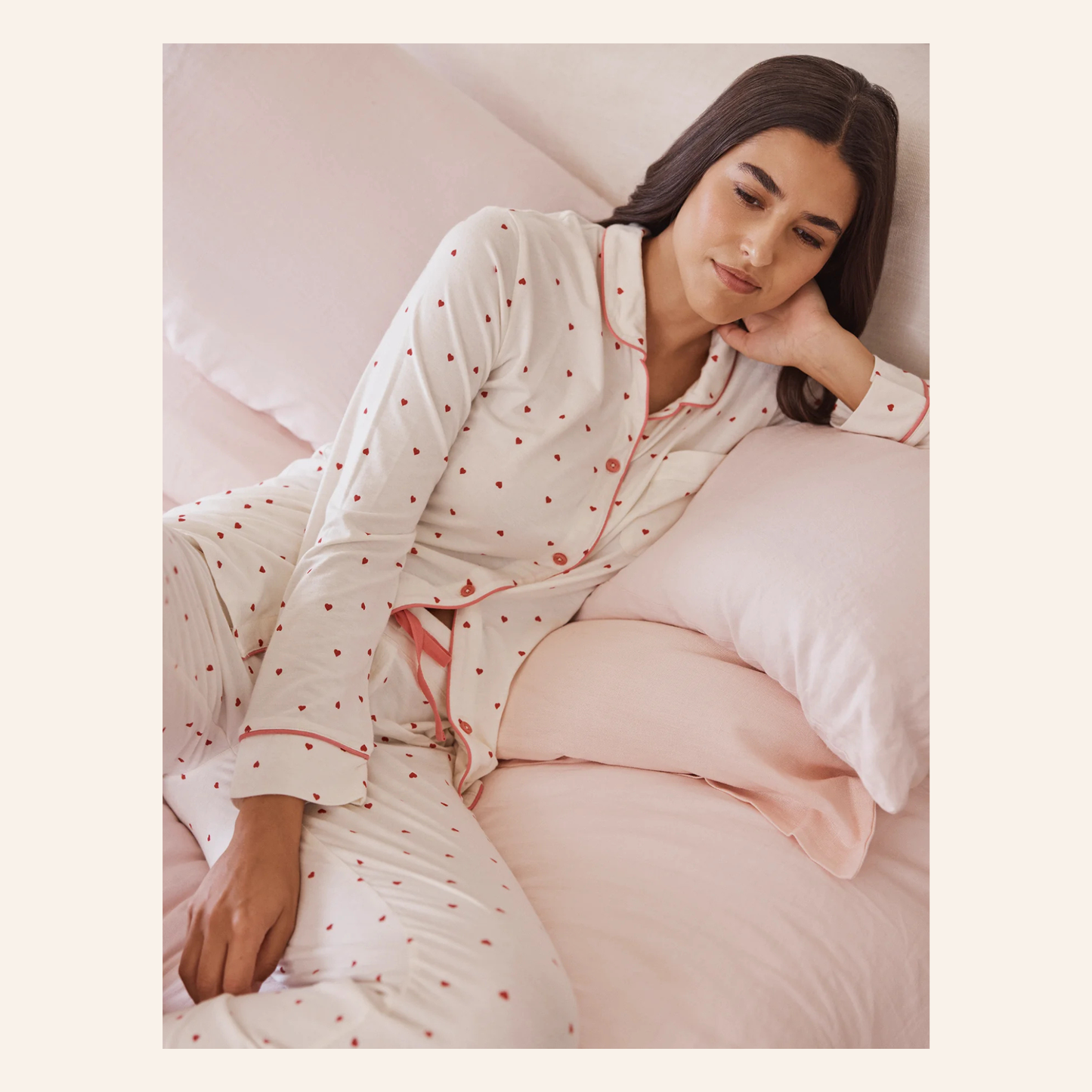 Papinelle Kate Modal Soft Full Length PJ Set - Desert Rose Hearts