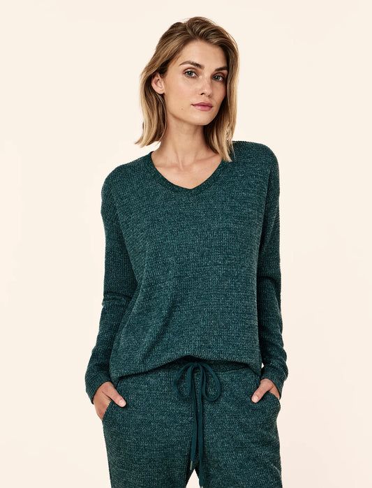 Papinelle Super Soft Waffle V-Neck Long Sleeve Top