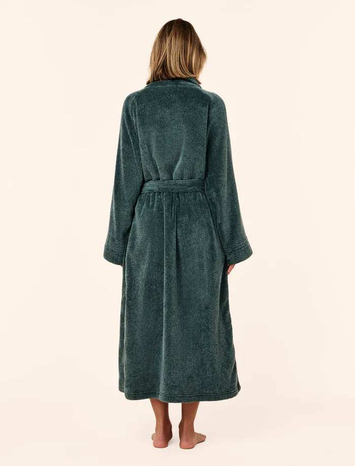 Papinelle Long Plush Robe - Deep Emerald