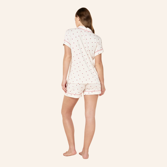 Papinelle Kate Modal Soft Boxer PJ Set - Desert Rose Hearts