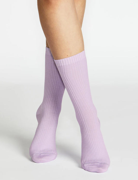 Levante Giorgia Rib Crew Sock- VIOLA