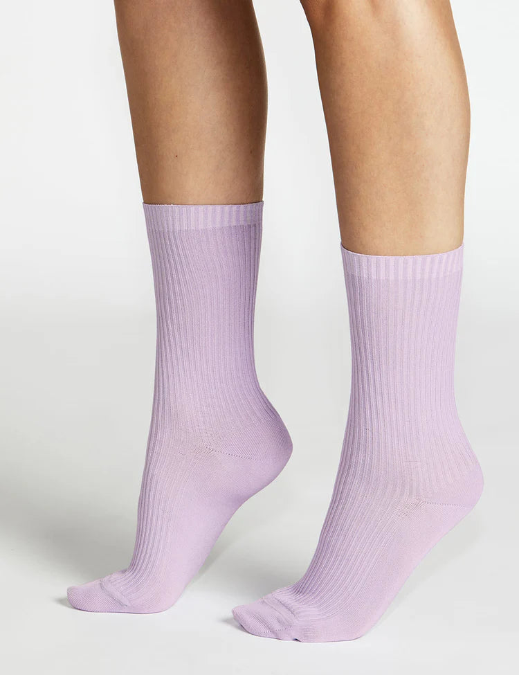 Levante Giorgia Rib Crew Sock- VIOLA