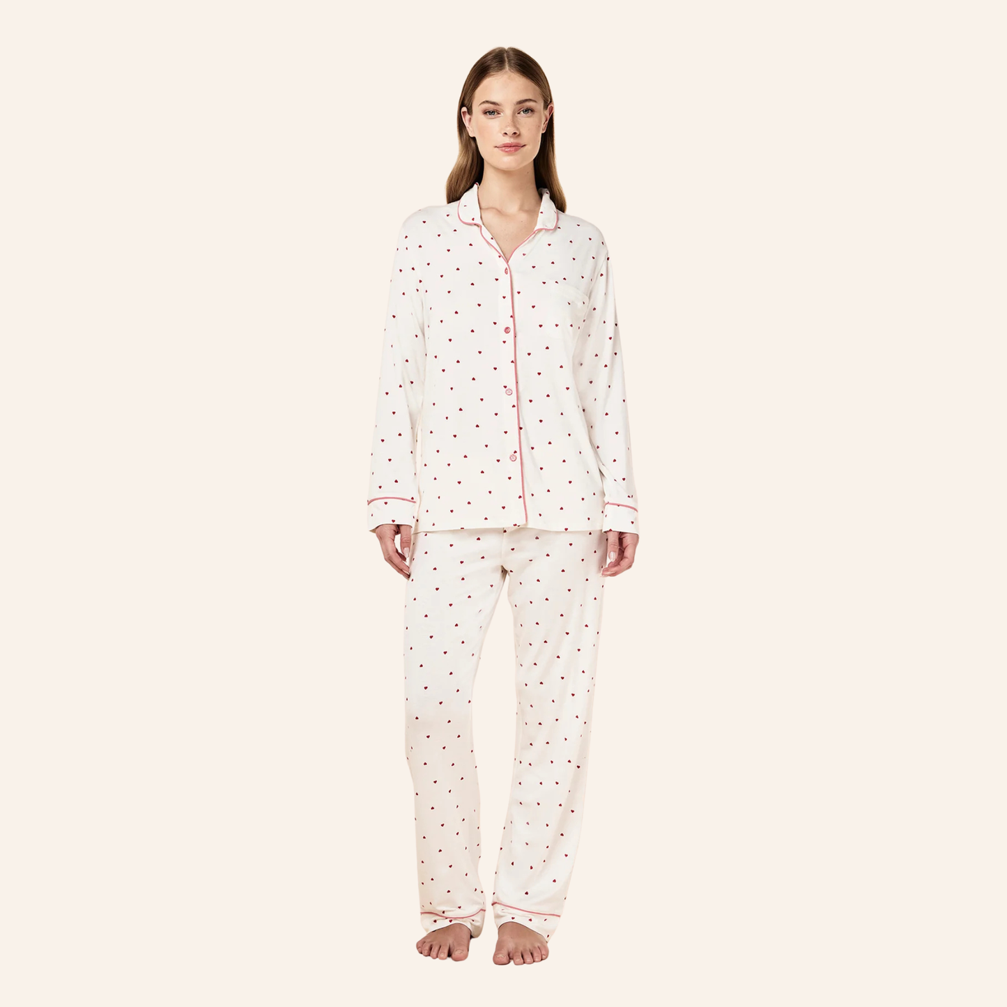 Papinelle Kate Modal Soft Full Length PJ Set - Desert Rose Hearts