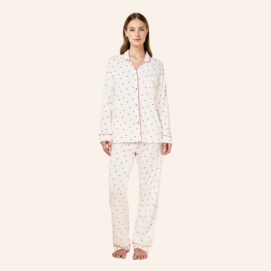 Papinelle Kate Modal Soft Full Length PJ Set - Desert Rose Hearts